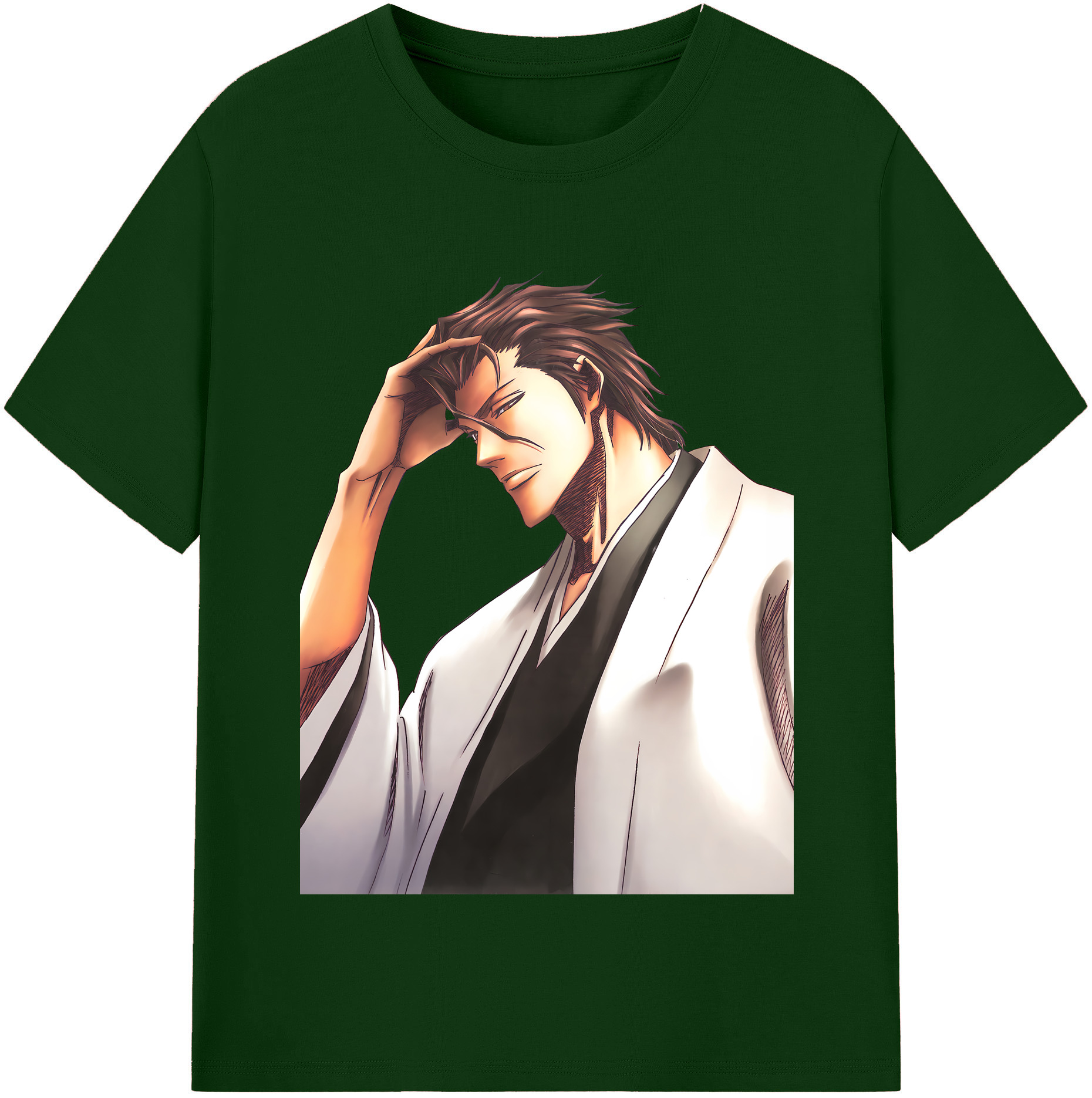 （画像用） ブリーチ 藍染 惣右介（あいぜん そうすけ） BLEACH Aizen Sousuke 綿100％半袖Tシャツ（フロントプリント）